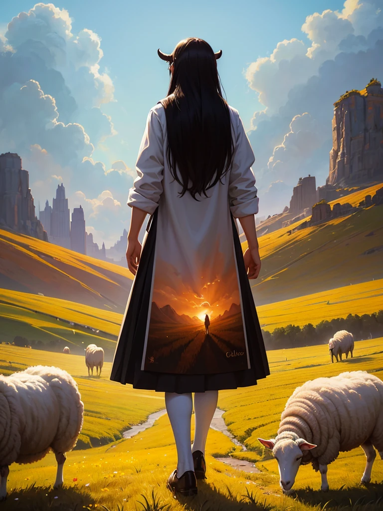Oil painting of Jesus walking in the fields with a sheep, Cyril Rolando 的Digital Painting, Popular on artstation, The art of math, Digital 4K Painting, Digital Painting风格, 4K Digital Painting, 4K Digital Painting, Digital Painting, 令人惊叹的Digital Painting, #史上最伟大的 1 幅Digital Painting, # The greatest number in history