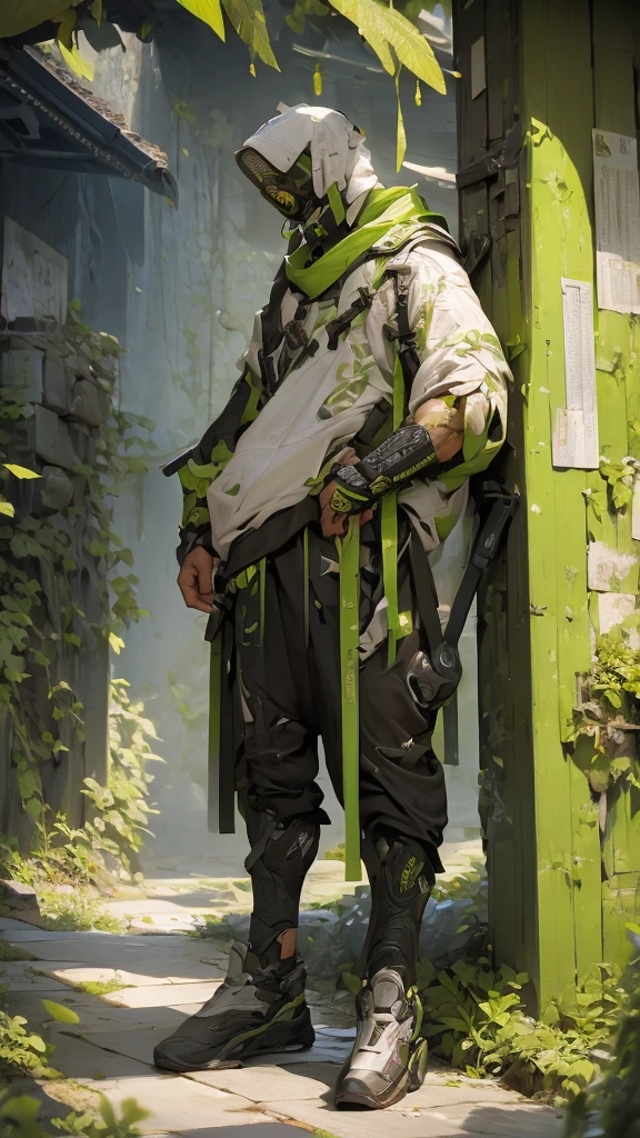 solo, High resolution, accurate, Anatomically correct, Highest quality, Ultra high definition, High detail, Very detailed, Simple Background, Character portrait, three views, Food, かぶっているFood, Illustration, whole body,Big sneakers,Image color: Light green,