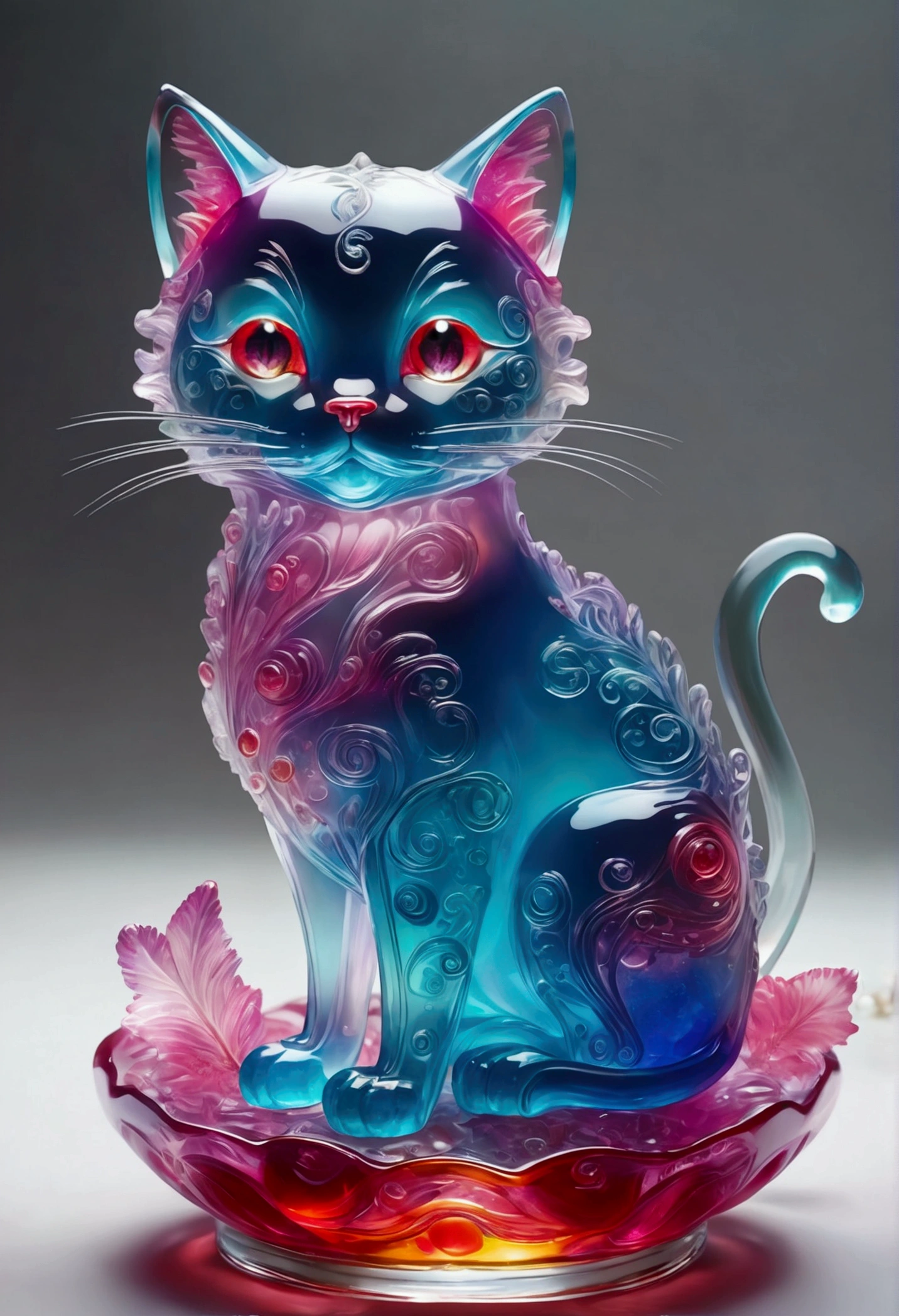 Cat formed from jelly, fantasy elements (((masterpiece))), ((best quality)), ((intricate details)) (8k)