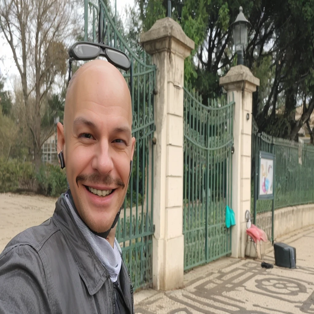 masculine smiley bald man, personal trainer