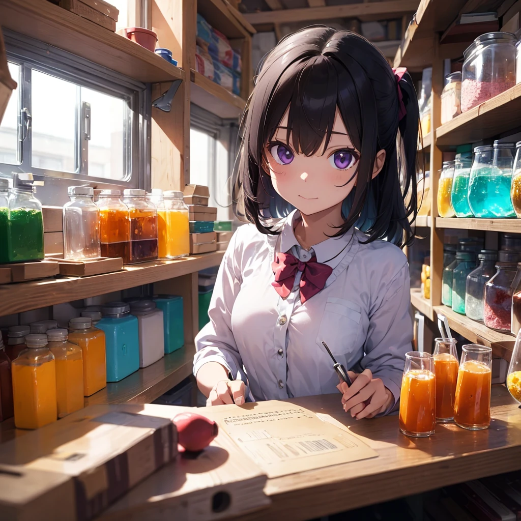 Purple chemistry fantasy laboratory
