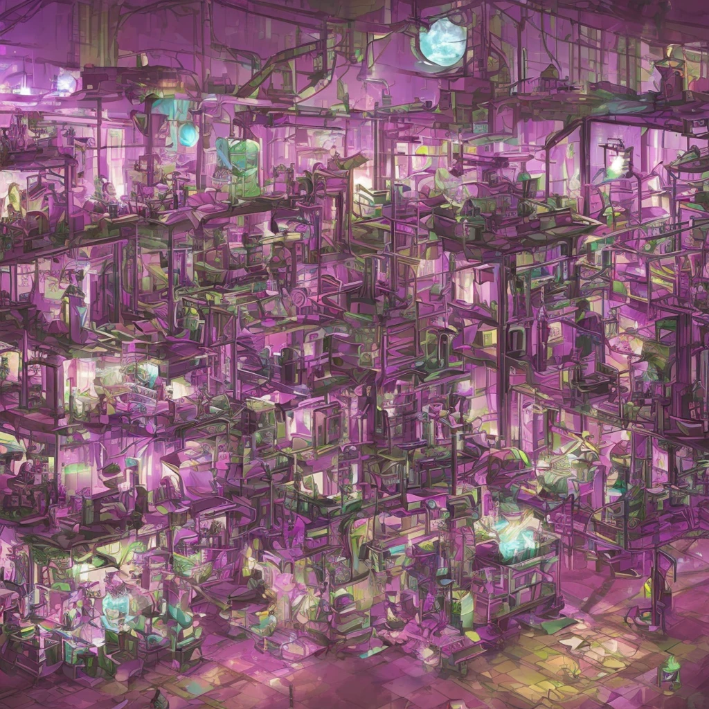 Purple chemistry fantasy laboratory sci fi cyber punk
