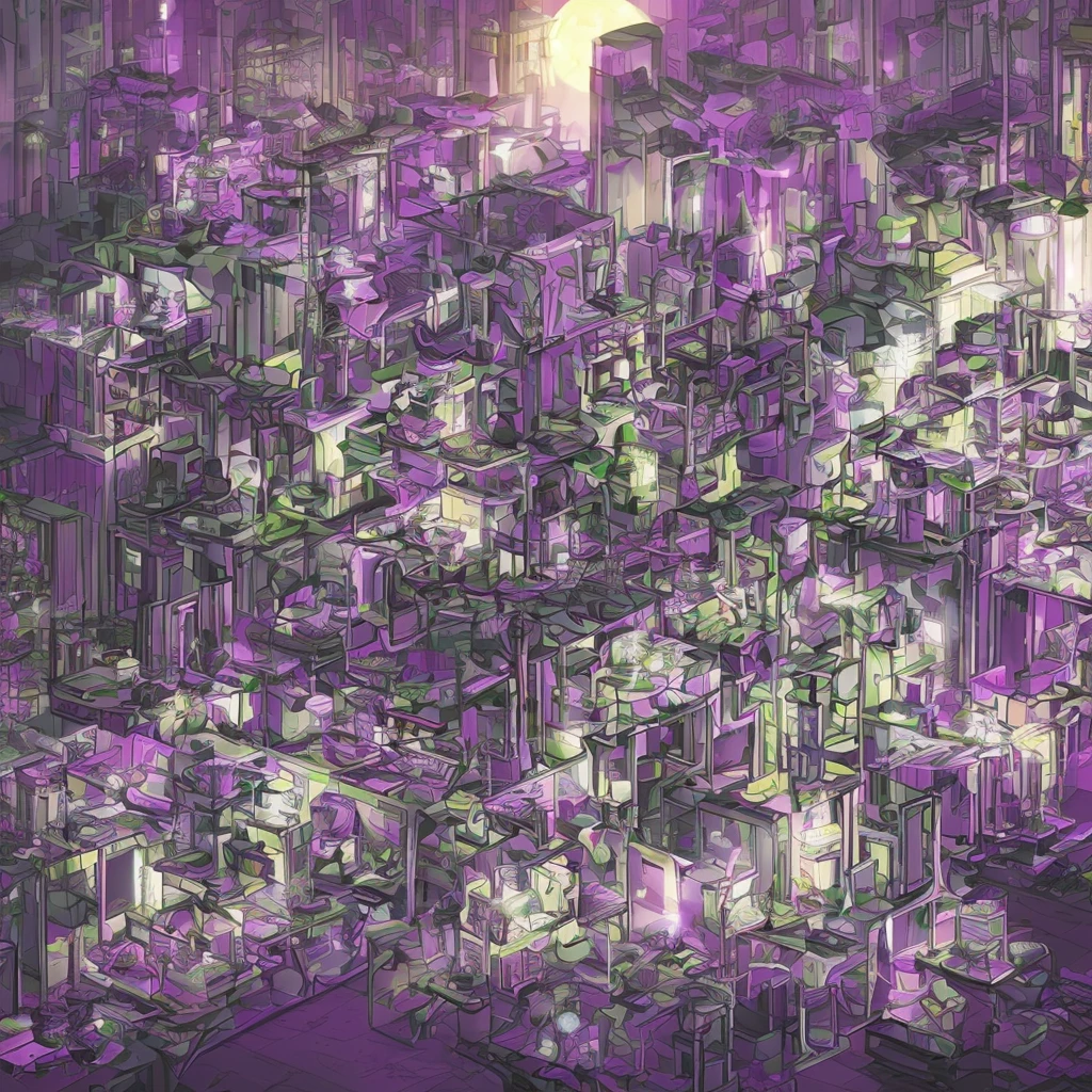 Purple chemistry fantasy laboratory sci fi cyber punk
