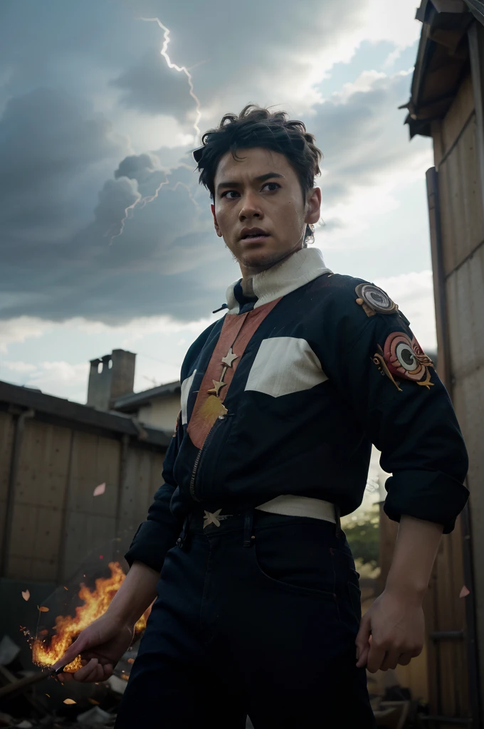 (best quality,4k,8k,highres,masterpiece:1.2),ultra-detailed,(realistic,photorealistic,photo-realistic:1.37),colorful,energetic,exciting,action-packed,heroic,Uzumaki Naruto,expressive and determined face,long spiky hair,fierce gaze,powerful aura,hand signs,flying kunai and shuriken,flashing lightning,surrounding smoke and debris,dynamic movements and fighting stances,dramatic lighting and shadows,dynamic perspective,bursting energy beams,clashing fire and water jutsus,flying leaves and sakura petals,ominous dark clouds and thunderbolts,hidden village emblem shining brightly on Naruto's forehead.