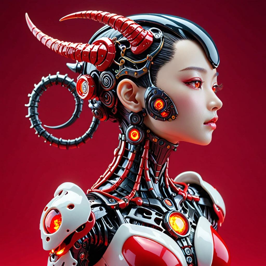 (Model pose, K-POPアイドル), cyborg少女、A horned devil with bright red wings falls from the sky, (RAW Photos), beautiful効果, Vibrant colors, The body is made of dragon scales, Ryujin's、Ray Tracing, Tabletop, Highest quality, super high quality, 不条理なdetailed, (The best light), (Best Shadow), sharp, Clear images, detailed, 非常にdetailed, High resolution, 8k, 4K, Hmph, Volumetric, detailed black armor, (Particle Effects), Creative images with machine edited backgrounds、Our bodies are made of machines、Our bodies are made of machines、beautiful, very detailed porcelain woman in profile、cyborg、Robot parts、150mm、beautifulスタジオの柔らかな光、Rim Light、鮮明なdetailed、Gorgeous Cyberpunk、Ren Hao、Surreal、Anatomical、NSFW Girl、cable, wire, Microchip、elegant、beautiful背景、Big Red Full Moon、AI-generated paintings by Sea Art、It depicts a fascinating image of yin and yang...., (Highest quality, Exquisite design, The The best lighting, Better shading).High heels、Angle from below the knee、anklet、Red background on red moon background、Red eyes、The flame that Burns everything、disaster々Burn、disaster々Emitting an aura、
