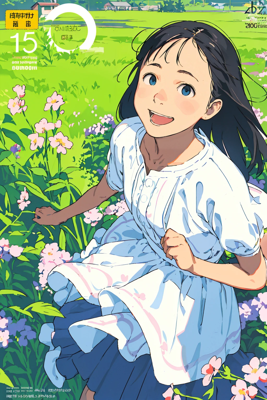 Affordable design, Clear lines, High Sharpness, (Highest quality,8k,Perfect sharpness,Ultra fine,High resolution,masterpiece:1.2), Perfect ???????:1.5, Official Art, Illustrations that tell a story, (Whitish background:0. 9）、Body Positivity、多Mr.な身体表現、（Random and energetic poses）、Perfect beauty、Perfect beautiful face、Strong winds、A rich expression、Dynamic composition、smile、Golden ratio composition、colorful、（(Mr.々Different angles and perspectives)）、Anime Art、(Mini dress)、（Overcoming stereotypes）、 Glowing Skin、（Natural beauty）、smile、Bangs、（Soft and flowing hair）、（countryside）、（Nostalgic atmosphere）、Put it up to your thighs、（Playful and carefree）、（多Mr.な民族のキャラクター）、（innocent attitude）、（Sunny atmosphere）、(The skirt flutters wildly in the wind)、（Bright colors）、Beautiful Eyes、(Embarrassing)、Braided Hair、Summer Scene、Smiling among flowers、Fashion magazine cover、Side angle、Angle from below、