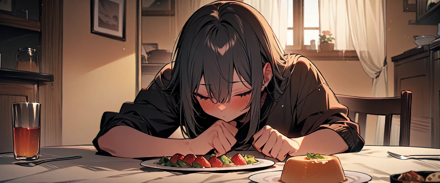 (((masterpiece,Highest quality))),(((Beelzebub))),(At the dining table)),(high quality),アニメ,b3ks1n