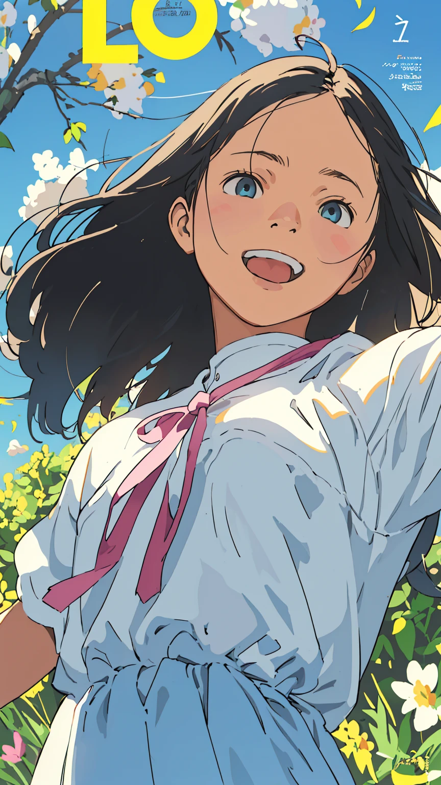 Affordable design, Clear lines, High Sharpness, (Highest quality,8k,Perfect sharpness,Ultra fine,High resolution,masterpiece:1.2), Perfect Anatomy:1.5, Official Art, Illustrations that tell a story, (Whitish background:0. 9)、Body Positivity、多Mr.な身体表現、(Random and energetic poses)、Perfect beauty、Perfect beautiful face、Strong winds、A rich expression、Dynamic composition、smile、Golden ratio composition、colorful、((Mr.々Different angles and perspectives))、Anime Art、(Mini dress)、(Overcoming stereotypes)、 Glowing Skin、(Natural beauty)、smile、Bangs、(Soft and flowing hair)、(countryside)、(Nostalgic atmosphere)、Put it up to your thighs、(Playful and carefree)、(多Mr.な民族のキャラクター)、(innocent attitude)、(Sunny atmosphere)、(The skirt flutters wildly in the wind)、(Bright colors)、Beautiful Eyes、(Embarrassing)、Braided Hair、Summer Scene、Smiling among flowers、Fashion magazine cover、Side angle、Angle from below、