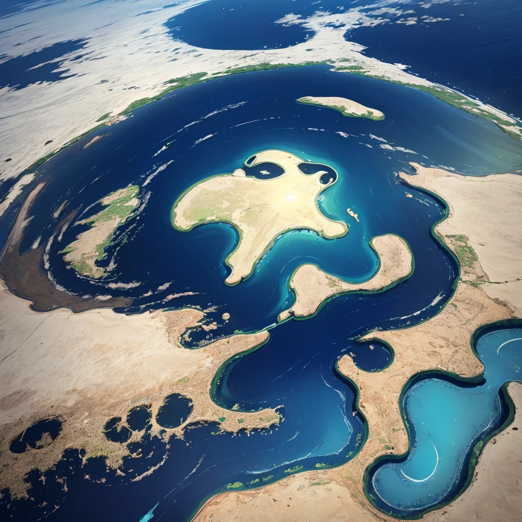 Water dividing and continents appearing