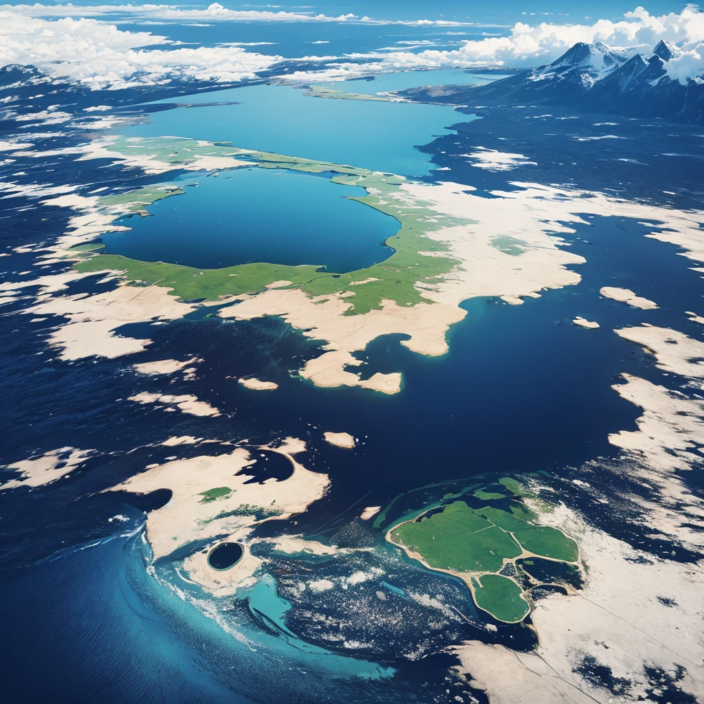 Water dividing and continents appearing