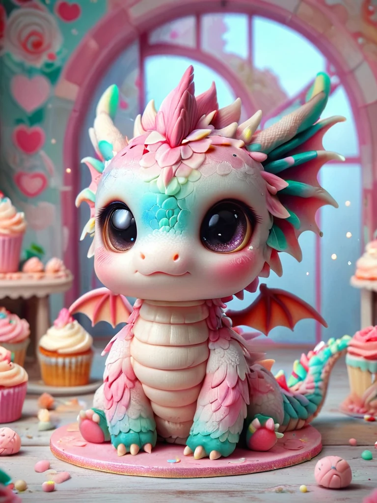 ral-smoldragons, a small dragon unicorn cake , two dragonwings on his back
