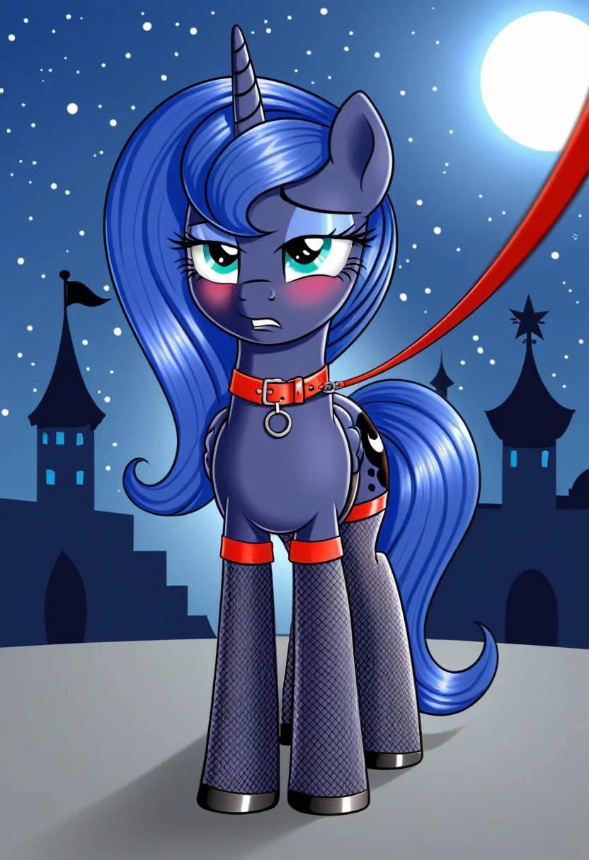 Pony  sad   Princessa luna in   in fishnet tights  b  night club walks on a leash