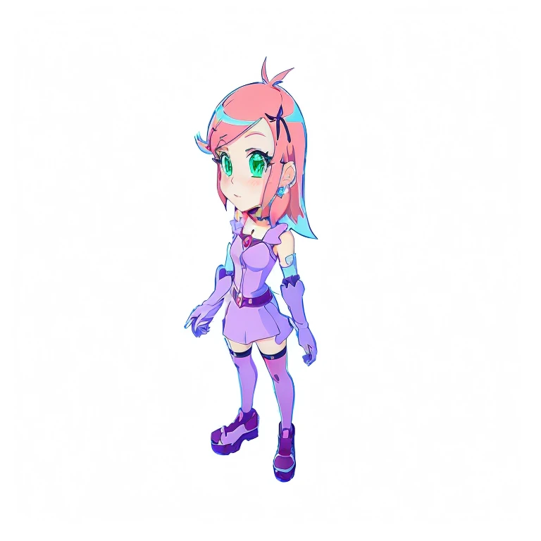 Cartoon girl with red hair and green eyes in a pink dress, Anime Style, cel - shaded art style, Stylized anime, videoGame Characters, Game Characters, Magical Girl Style, フラットなAnime Styleシェーディング, Anime Styleキャラクター, Cel-shaded adult animation