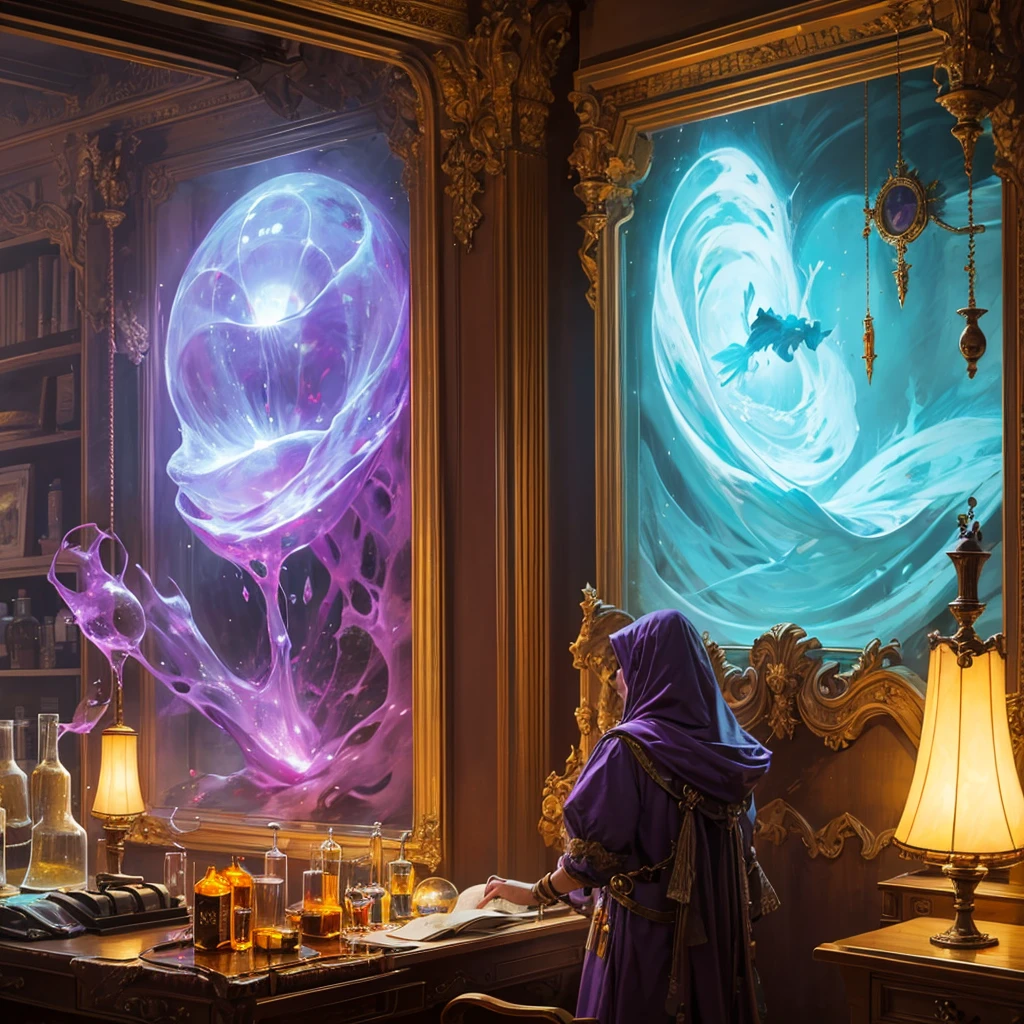 Purple chemistry fantasy laboratory