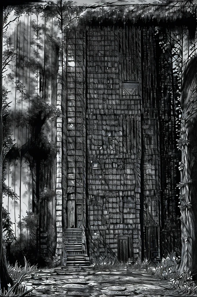 a dungeon full of monsters and mazes, with fairies and gnomes between the cracks in the walls and lots of moss inside