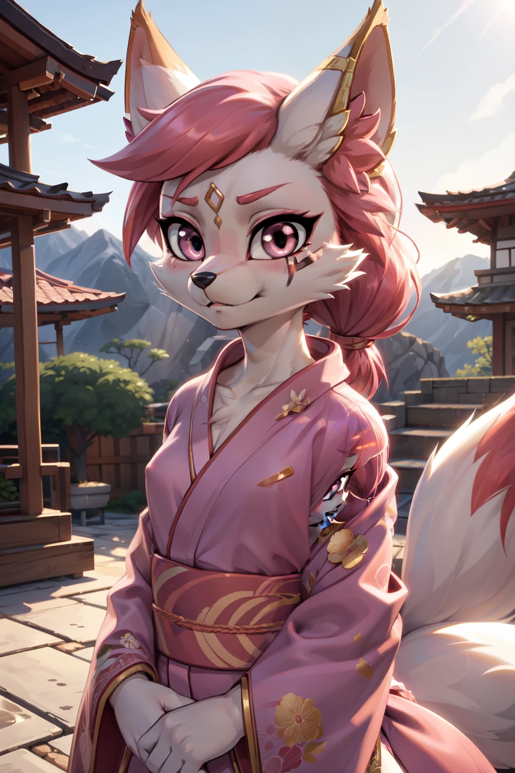 photorealistic, detail background, sakura, Japan + mountains + old building, soft light, sunset, stars sky, falling petals, terrace, paper wall,
look back, (back view:0.8), soft focus, girl focus,
BREAK
solo, girl, cats, white body, fur tail, black ear, sly smile, playful facial expression, fur body, hairstyle of a square, white hair, short hair, short face, amazing body, eyes detailed, sweet, five finger,
<lora:OffShoulderKimono:0.8> kimono, from behind, off shoulder, shoulder blades, white + pink kimono, painted kimono flowers sakura, fan on the belt,
holding shoulder, folded arms,
BREAK
by null_ghost, by nawka, by w4g4, by voidlesky, by lost-paw, by warden006, by tattoorexy, Fur, fur chest, fur tail, fur hands, paws, fur detailed, Furry, furry chest, furry tail, furry hands, paws, furry detailed