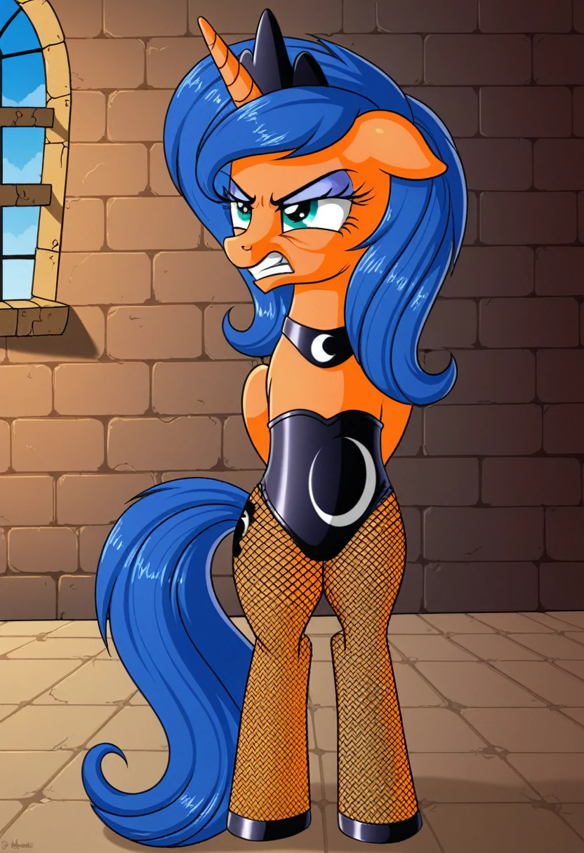 Pony angry Princessa luna in in fishnet tights b locked in a dungeon