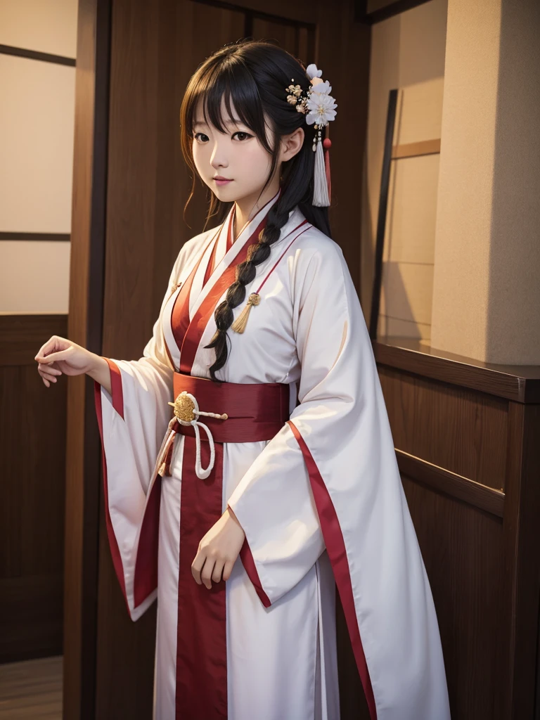 Riho Yoshioka is wearing a hanfu costume, looks very beautiful, photography professional 