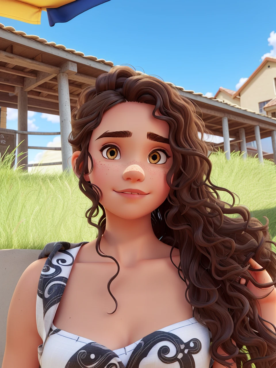 wavy hair
, eyes browns, pretty eyebrows