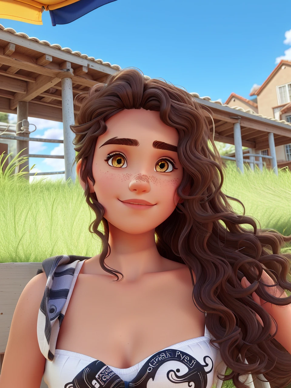wavy hair
, eyes browns, pretty eyebrows 