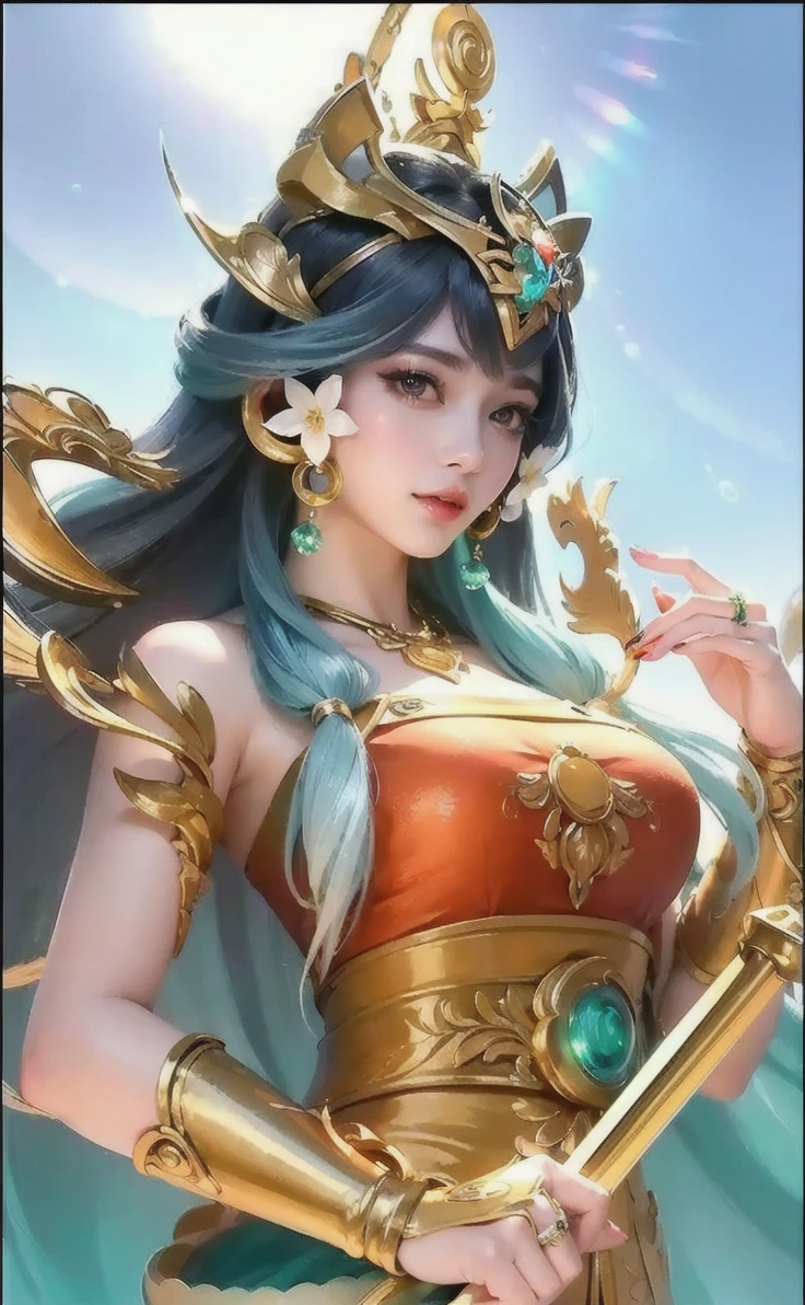 (8k, RAW photo, photorealistic:1.25) ,( lipgloss, eyelashes, gloss-face, glossy skin, best quality, ultra highres, depth of field, chromatic aberration, caustics, Broad lighting, natural shading,Kpop idol) looking at viewer with a serene and goddess-like happiness,