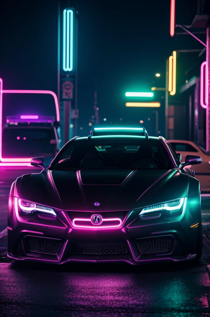 cyberpunk neon car with word "glow" Spotlight