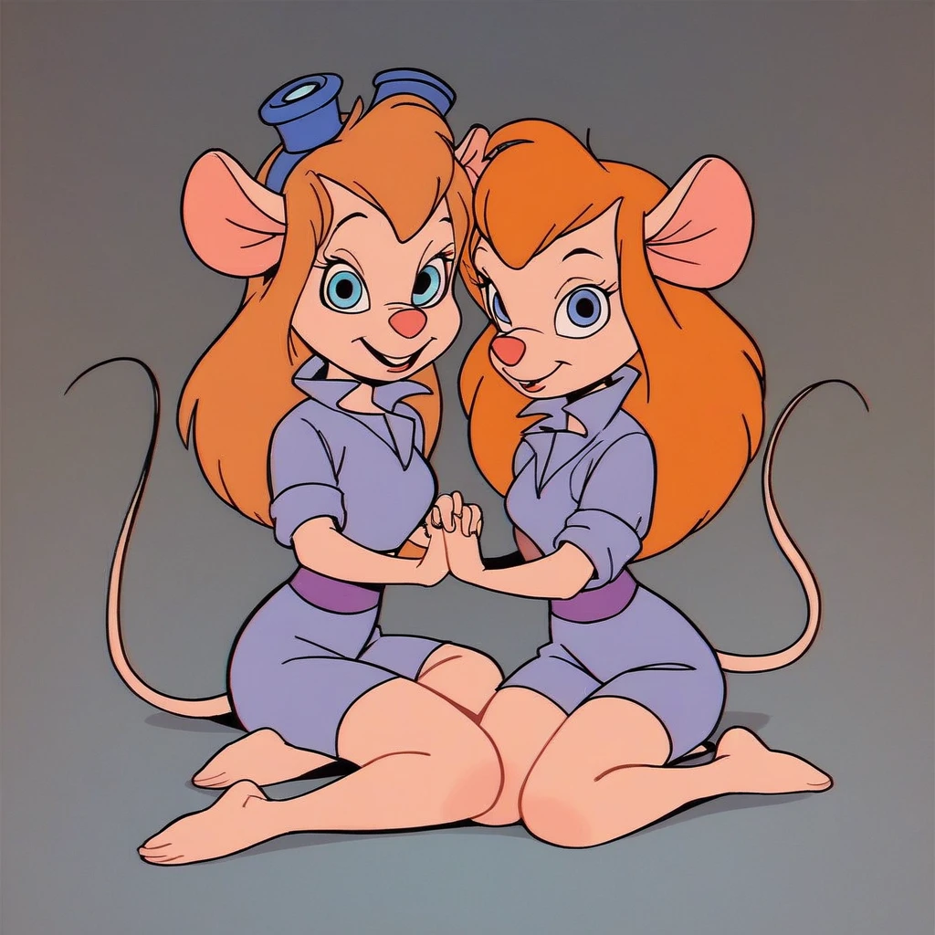 Score_9, Score_8, Score_7, Score_6, gadget, cartoon, sitting on the floor, looking at viewer, surrounded by two women posing between a little mouse holding a large penis, (highly detailed fur), group of women together holding hands , highest quality, film grain, Fujifilm XT3, hourglass figure