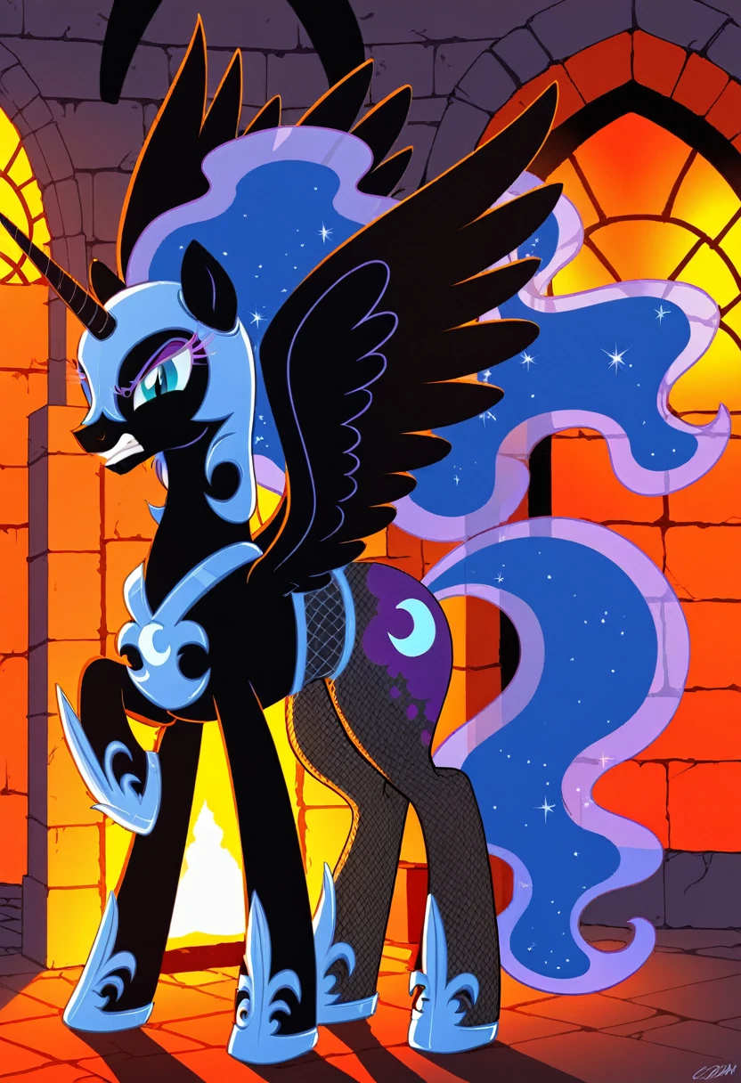 Pony angry nightmare moon in in fishnet tights b locked in a dungeon