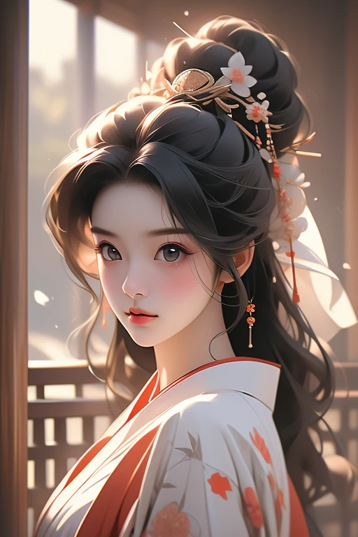 (Highest quality,8k,High resolution,masterpiece:1.2),((masterpiece,Highest quality)), 非常に詳細なHigh resolution, ((Body facing forward)),(Highly detailed skin and facial textures:1.3), (Ultra detailed face),(Detailed arms),(Beautiful attention to detail),(Beautiful lip detail),arafed woman In kimono standing in a doorway, wearing a haori, wear Kimono, wear Kimono, Japanese women, In kimono, Traditional Japanese, In kimono, 皇室のwear Kimono, Wearing a colorful yukata, Japanese Kimono, 虹色のwear Kimono, elegant Japanese women, Portrait of a Japanese girl, Photographic portrait of a geisha, Japanese style
