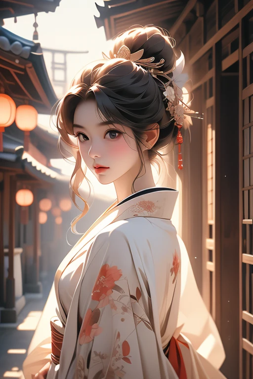 (Highest quality,8k,High resolution,masterpiece:1.2),((masterpiece,Highest quality)), High resolution with great detail, ((Body facing forward)),(Highly detailed skin and facial textures:1.3), (Ultra detailed face),(Detailed arms),(Beautiful attention to detail),(Beautiful lip detail),arafed woman in kimono standing in a doorway, wearing a haori, Wearing a kimono, facing forward, wear Kimono, Japanese women, in kimono, Traditional Japanese, in kimono, The Imperial Family's Wear Kimono, Wearing a colorful yukata, Japanese Kimono, Rainbow colored wear Kimono, elegant Japanese women, Portrait of a Japanese girl, Photographic portrait of a geisha, Japanese style