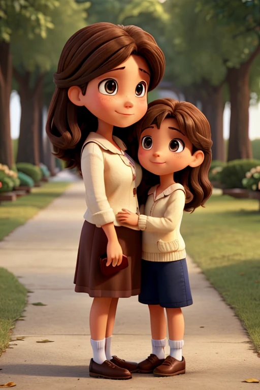shy brown haired mother holding her daughter