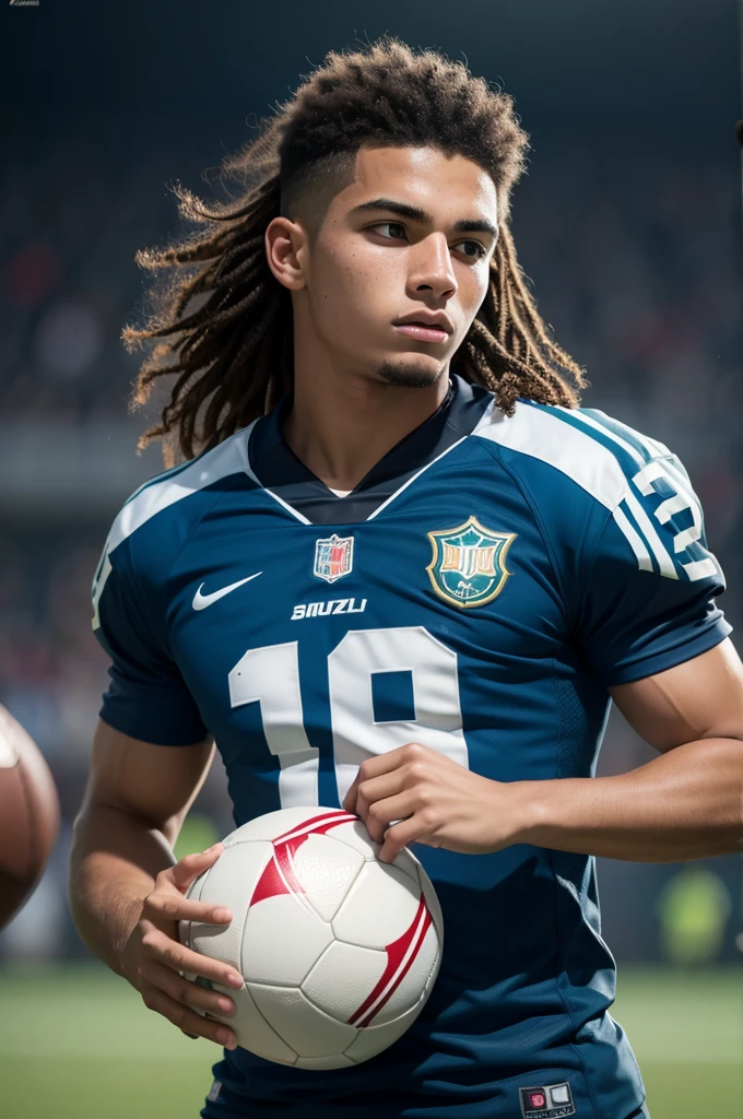 Young athlete, football player, brazileiro, best qualityer, high resolution, stark, ball not hand