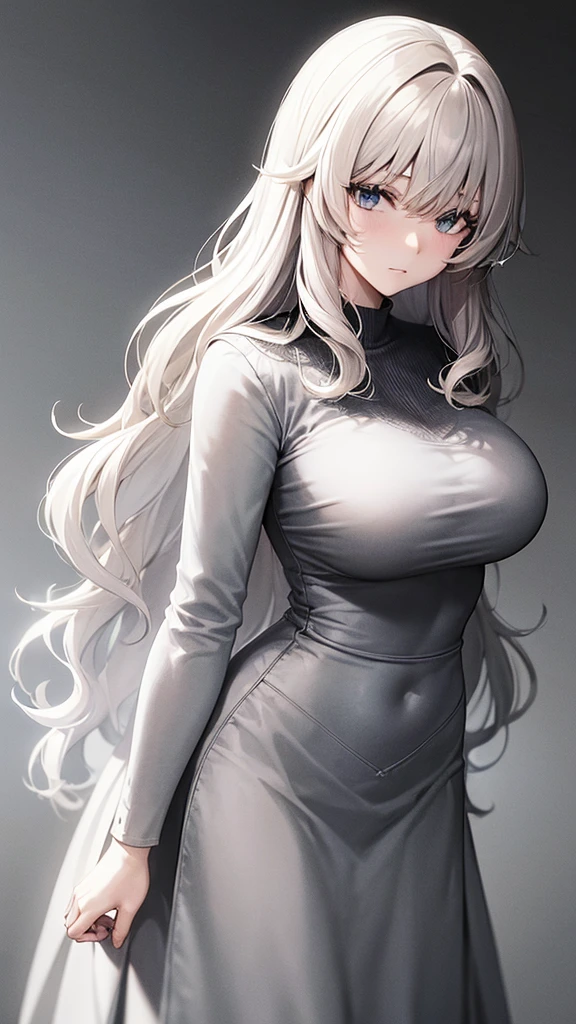 ((best qualityer)), ((anime lineart)), a tall woman with bangs and wavy hair,