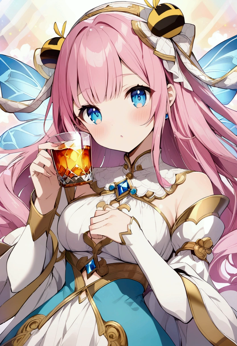 bee、liquor、Girl with pink hair、blue eyes