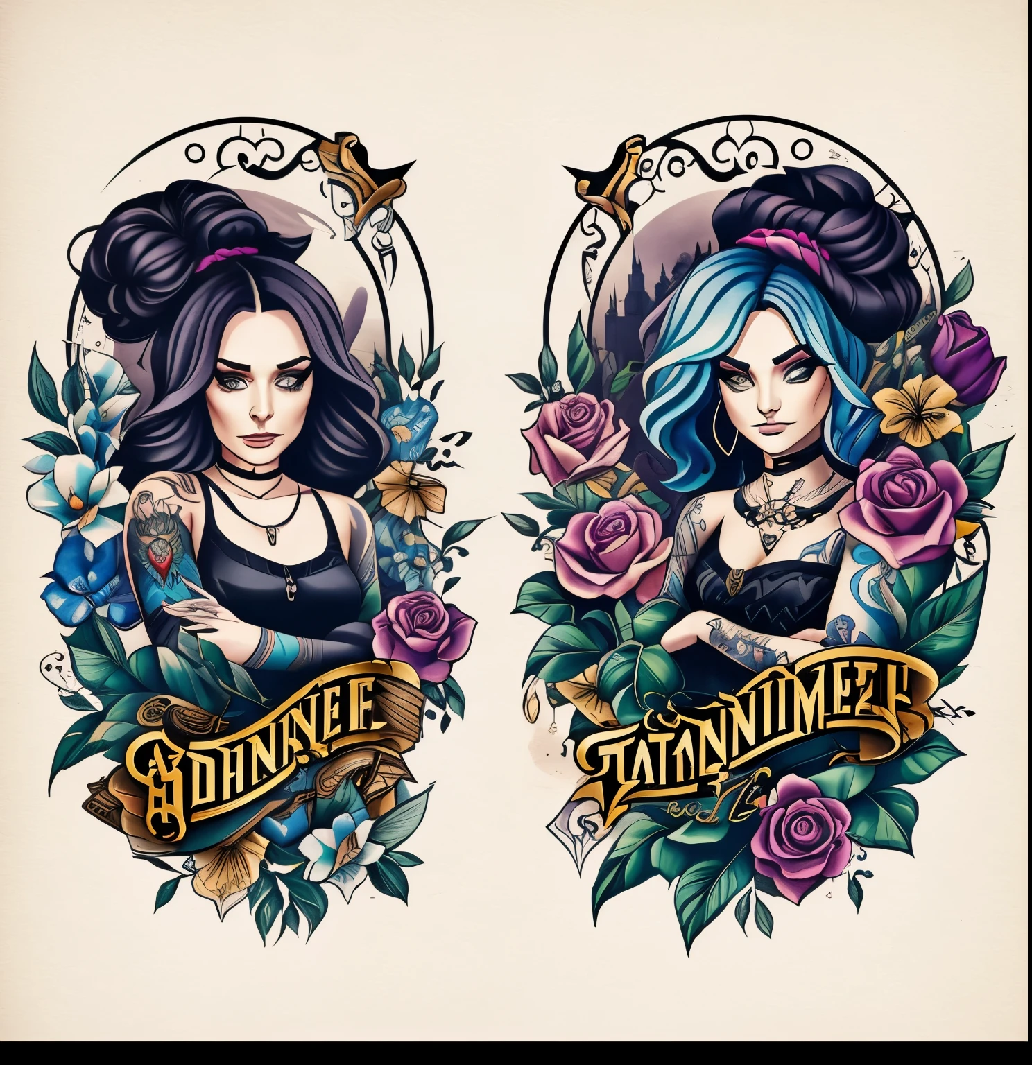 Abbey bominable and Frankie Stein tatto design
