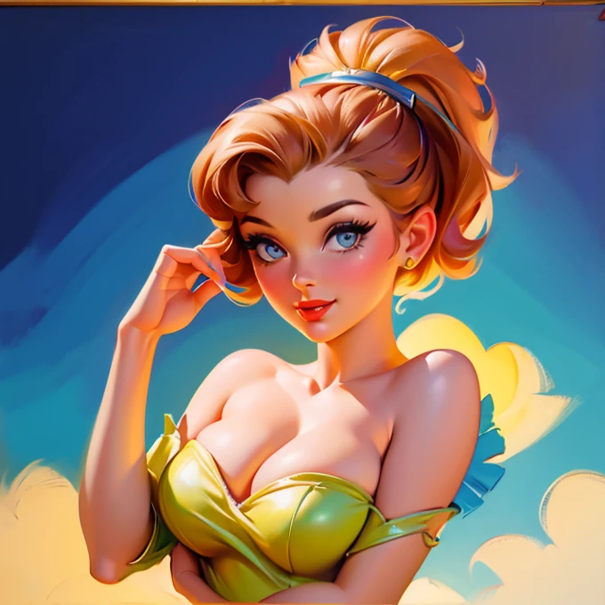 50s pinup model Gil elvgren style, oil painting
