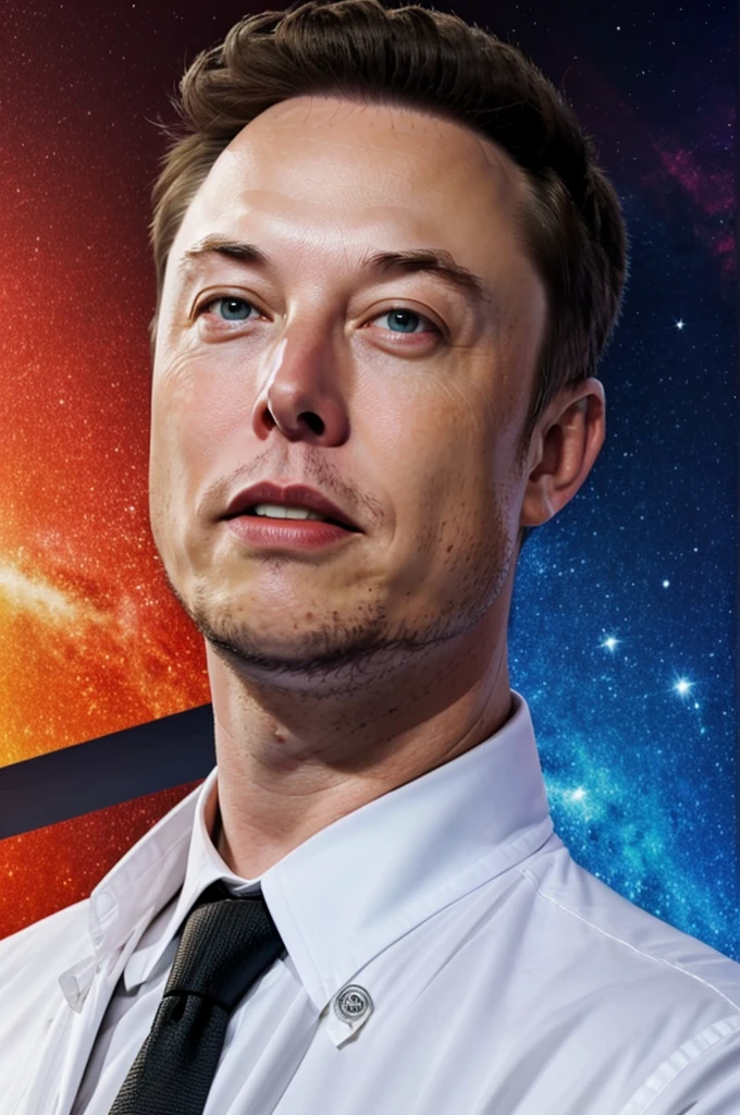thumbnail for a youtube video of elon musk biography, artificial with many colors, attractive 