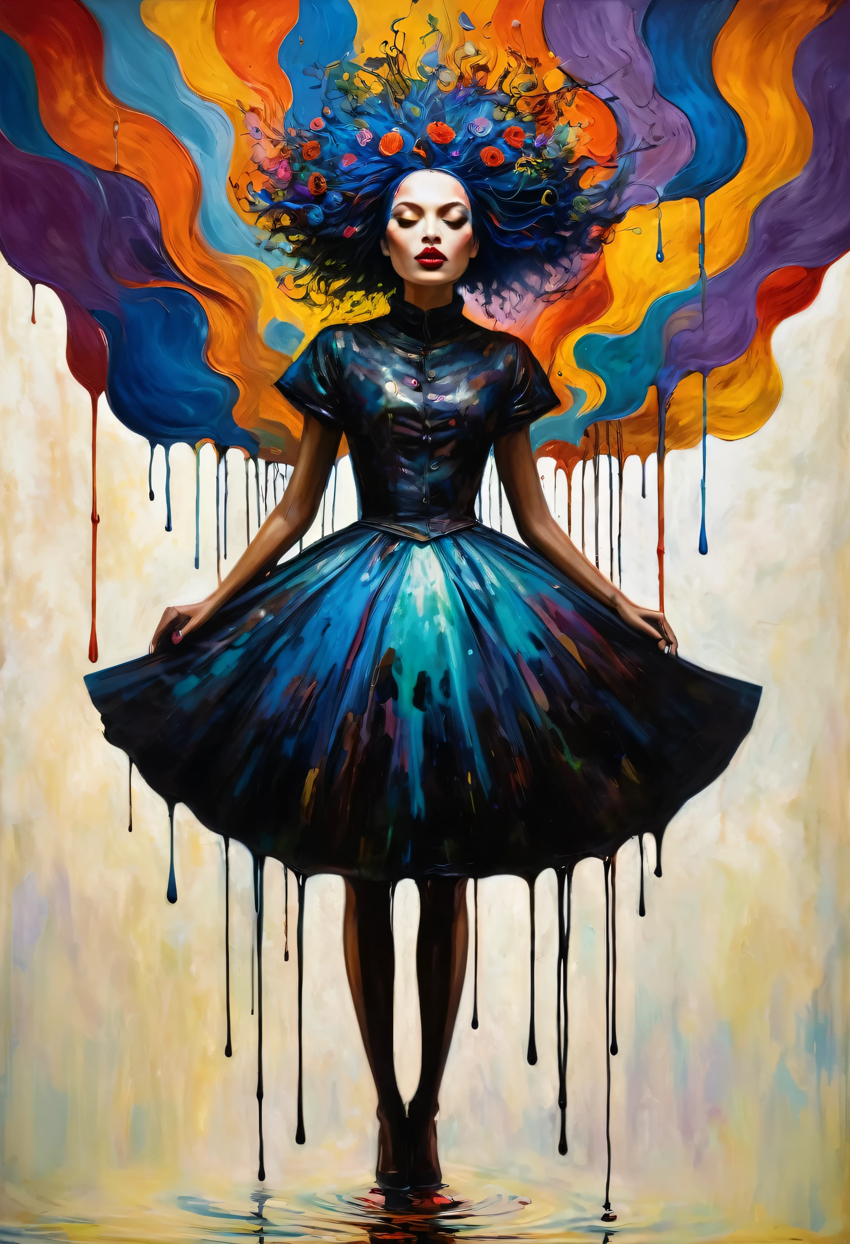 (Artistic Masterpiece of Romantic Life) ( (Themed Art of Life) ( (Conceptual Art) (NFT Exclusive) (Fauvism Work) ()”) Where visual poetry transcends traditional boundaries and embraces the dynamic interplay between creativity and technology Takes),dripping paint,darkart,style, in the style of esao andrews