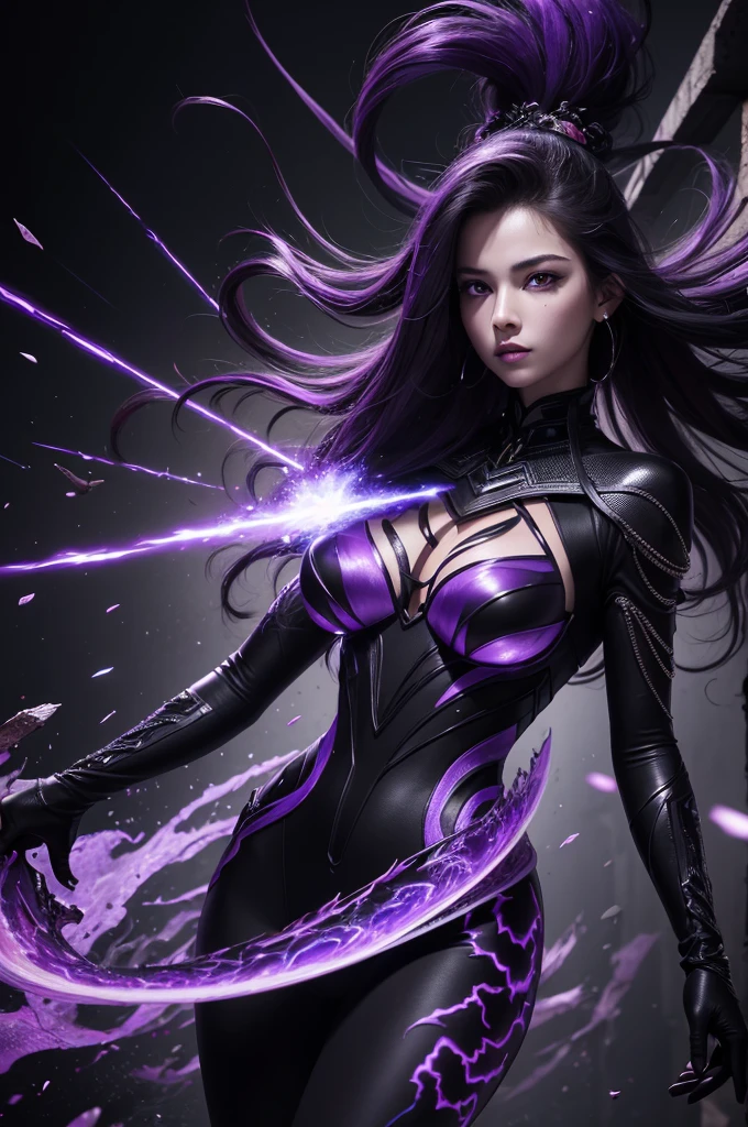 Raven (DC Comics), Rachel Roth, Full body, moving her magic, eyes with large pupils (purple/yellow), medium breasts, big ass, thick girl, large voluminous lips, Beams of black lights in the background, {wallpaper of extremely detailed 8k CG unit}, expansive landscape photography, (a low view focusing on the character and setting), (wide open field view), (low angle shot), (high light: 1.2), (low light: 1.8), (warm light source: 1.4), complex details, (iridescent colors: 1.5), (bright lighting), (atmospheric lighting), Dreamy, magical