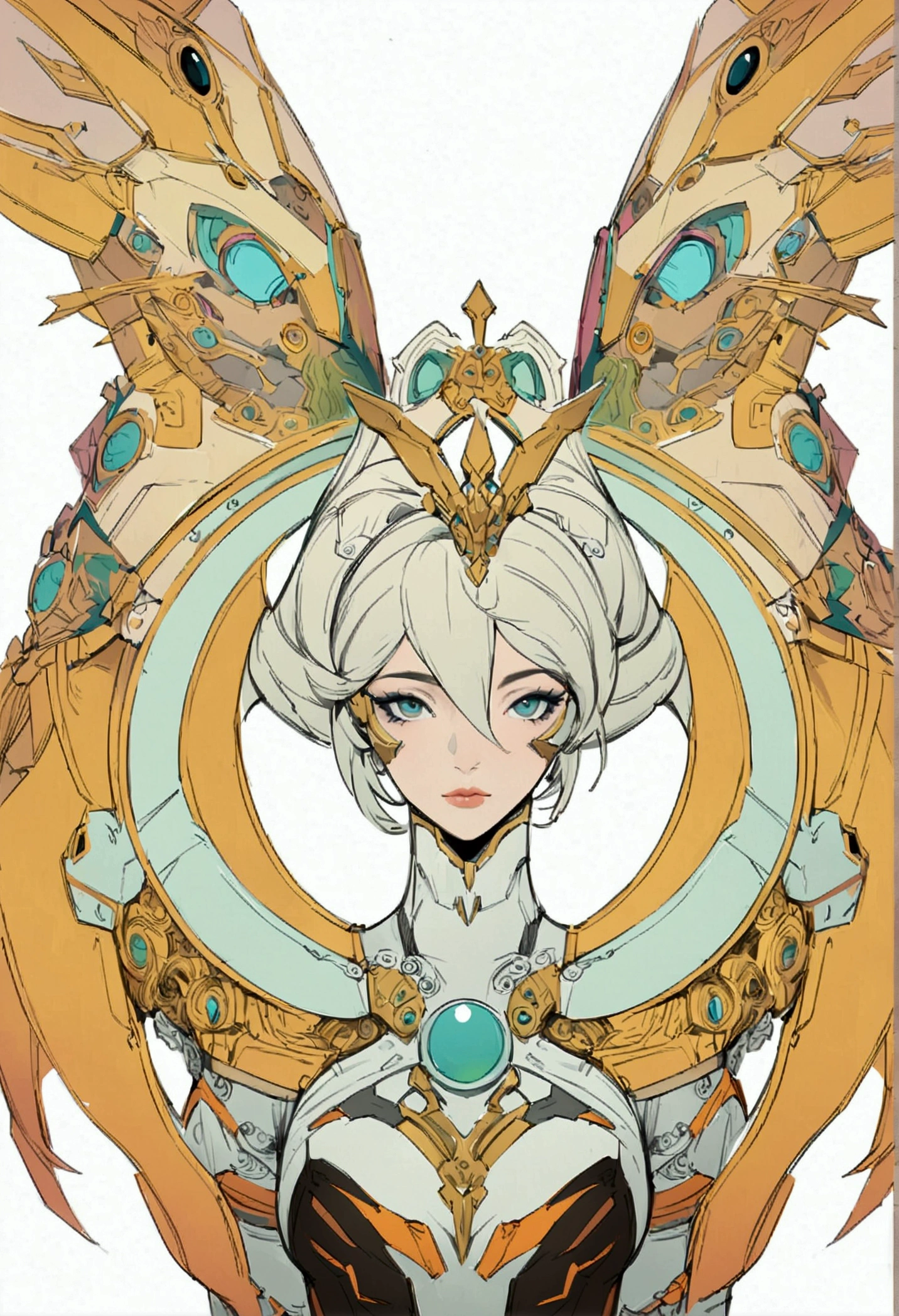 mercy from overwatch, character portrait, portrait, close up, concept art, intricate details, highly detailed, in the style of moebius, sexy outfit (high-detailed, 4k)