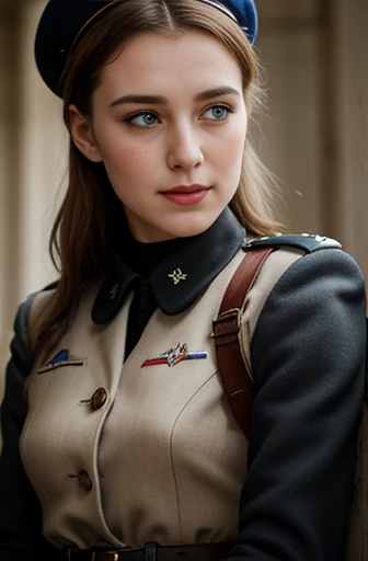 1940 years 、A Parisian girl falls in love with a German Wehrmacht officer, uhd, accurate, anatomically correct, textured skin,  beautiful fingers  super detail, high details, high quality, best quality,