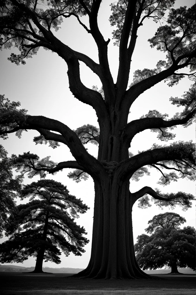 A tree, gigantic, strong with a black background 