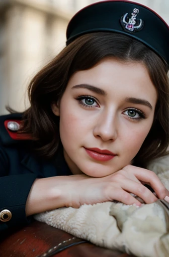 1940 years 、A Parisian girl falls in love with a German Wehrmacht officer, uhd, accurate, anatomically correct, textured skin,  beautiful fingers  super detail, high details, high quality, best quality,