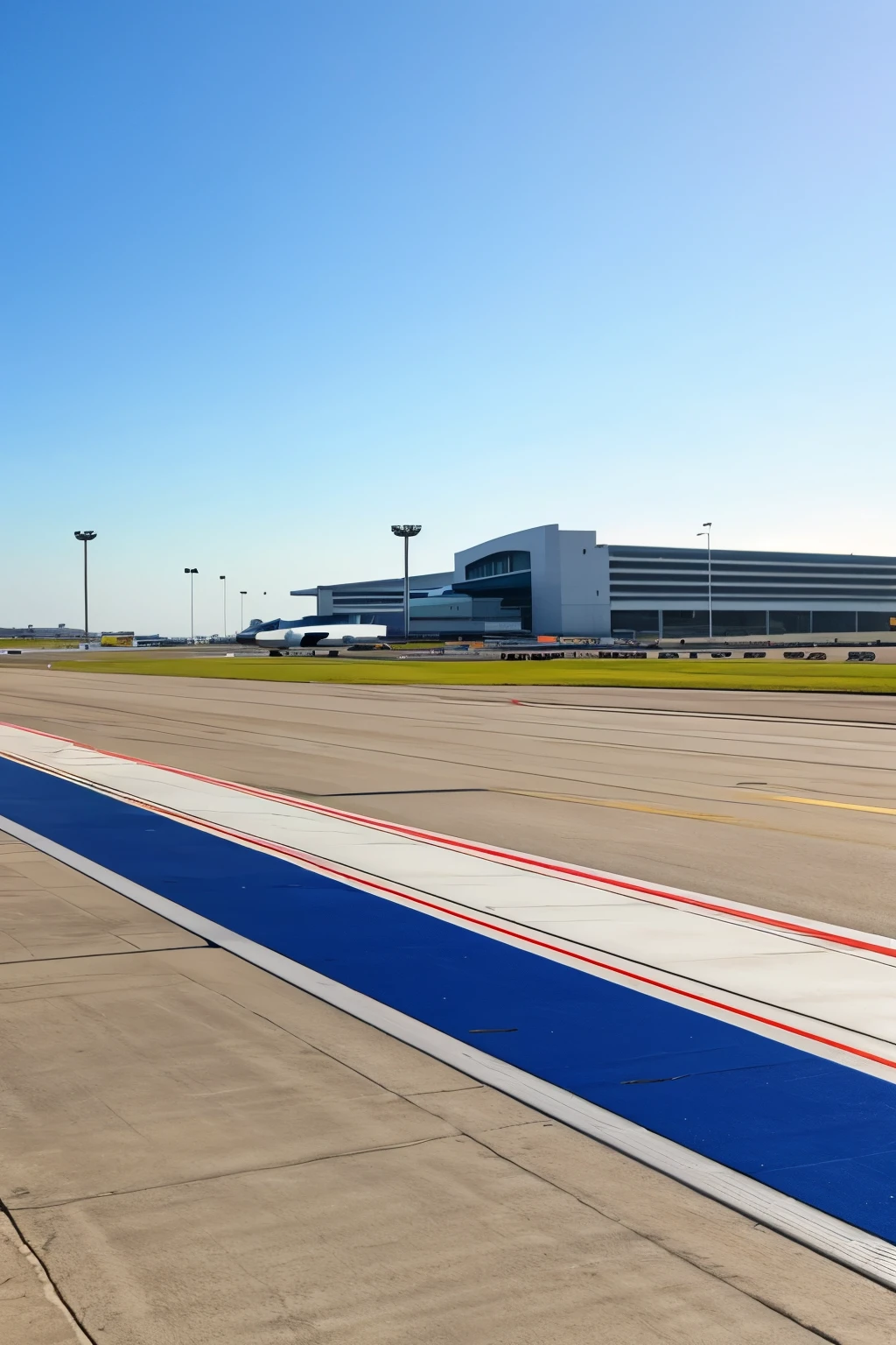 airport runway, side view,