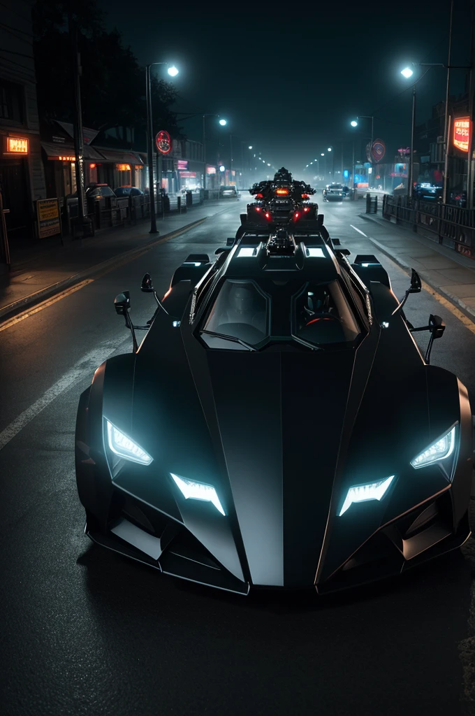 cinematic film still breathtaking (Futuristic Black-Batmobile),side view,intricate details, armored car,missile launcher,oversized tires
Arkham city streets,
bright neon lights,
multicolored lights.
vivid colors, vivid contrast, bold colors,
white paved road . award-winning, professional, highly detailed . shallow depth of field, vignette, highly detailed, high budget, bokeh, cinemascope, moody, epic, gorgeous, film grain, grainy