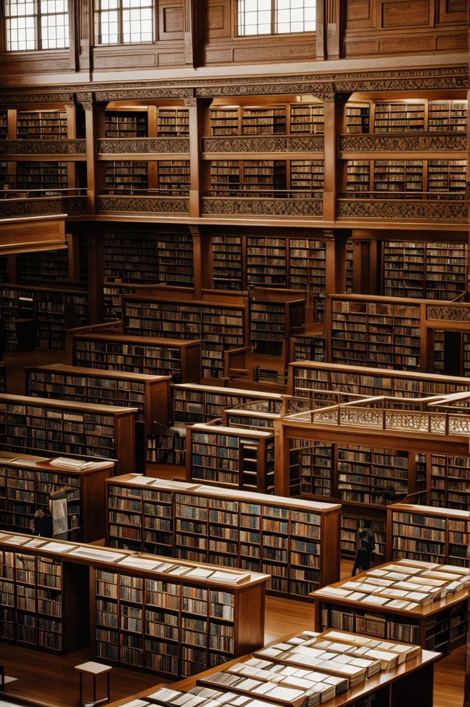 Large library with someone looking at the books 