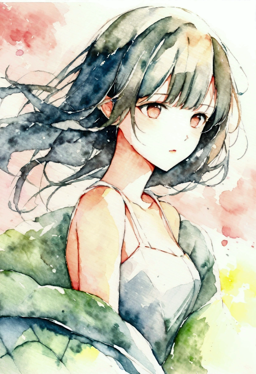 (watercolor:1.5), 比基尼, Ultra、beautiful girl