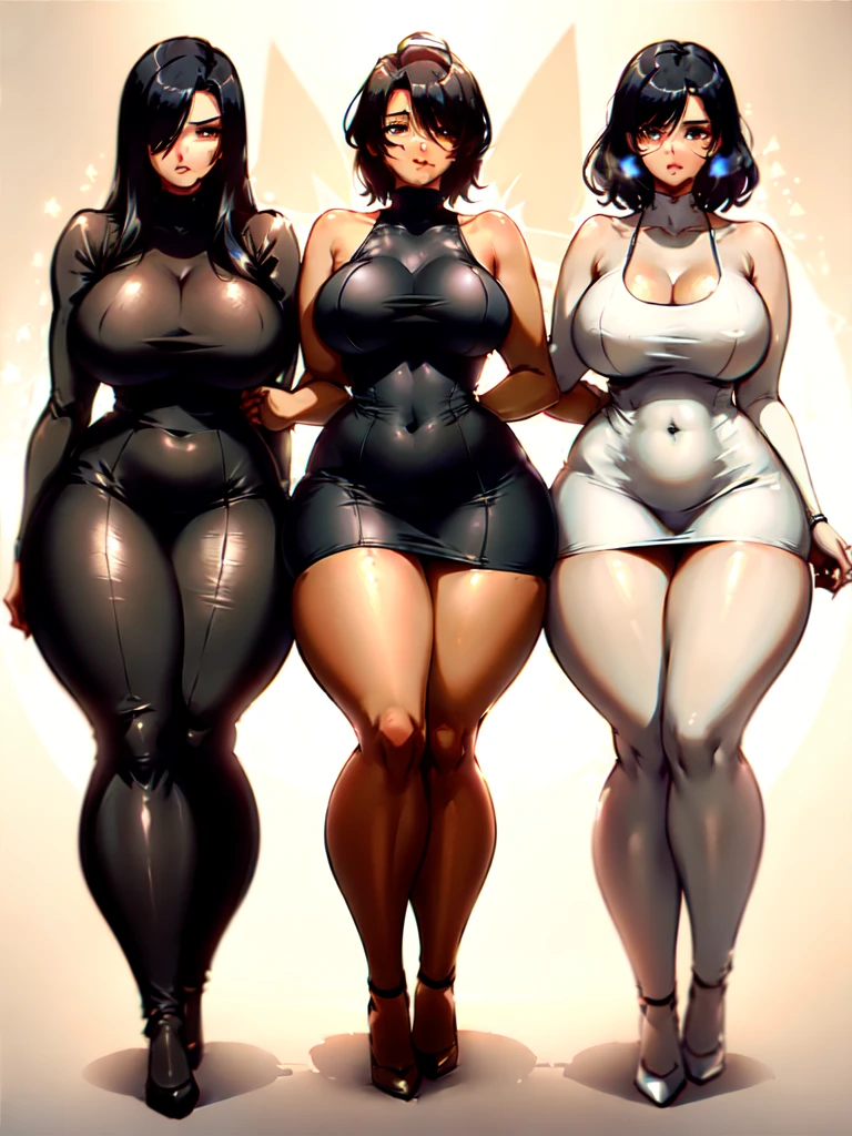 (Curvy:1.8), latina, (straight black hair), (wearing a skin tight dress:1.4), (tan skin:1.4, (hourglass shape), (thick thighs:1.6), gigantic