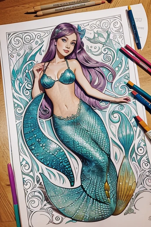 This is the drawing of a mermaid in the style of Brawl Star 