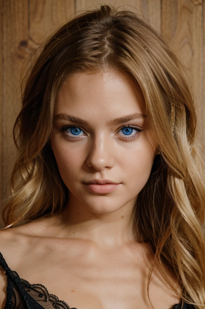 a portrait of an extremely sexy young blonde woman . blue eyes